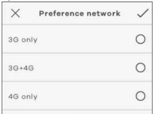 Preference network 3G only 3G+4G 4G only