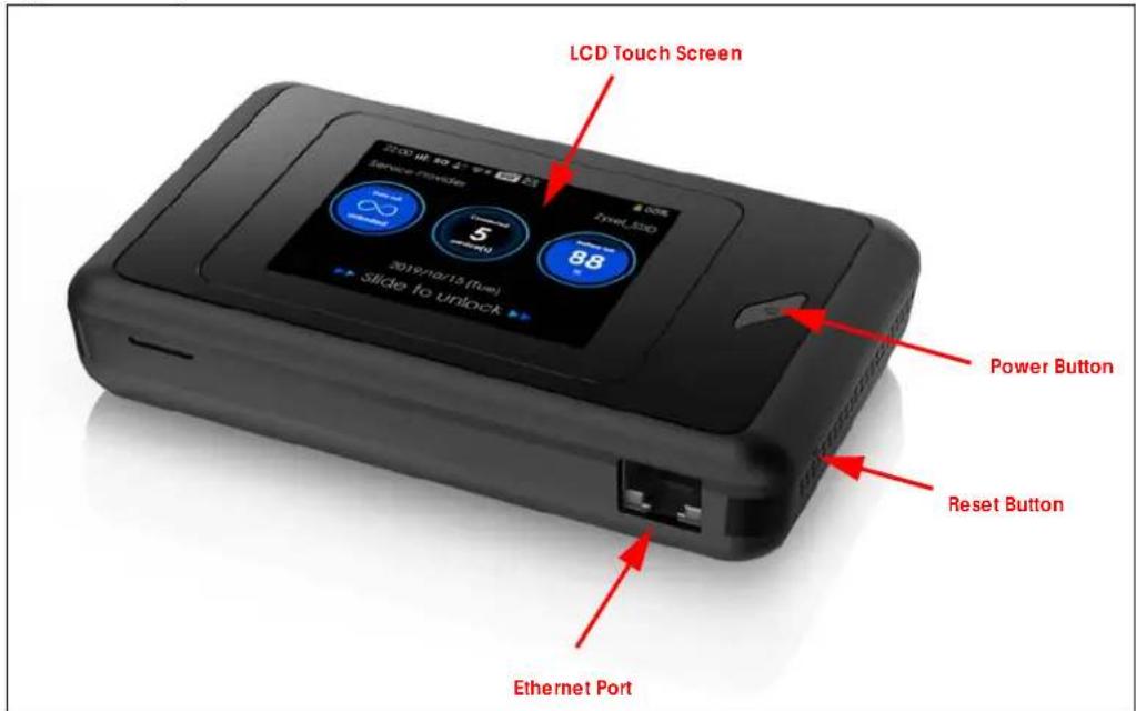 LCD Touch Screen 21:00 HP 50 27" 52" Service continue 3019/10/15 (Tue) Slide to unlock ZyleL_520 5 88 Power Button Reset Button Ethernet Port