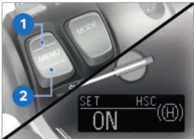 1 MENU MODE 2 SET HSC ON (H)