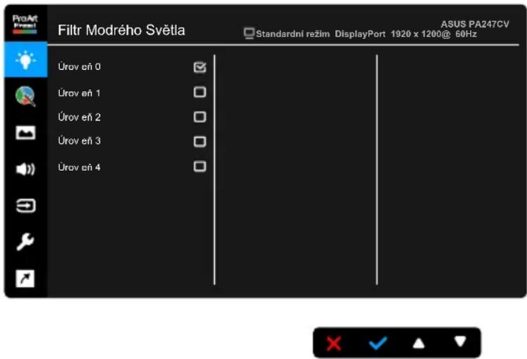 ProArt Filtr Modrého Světla ASUS PA247CV Standardní režim DisplayPort 1920 x 1200@ 60Hz Úrov čn 0 Úrov čn 1 Úrov čn 2 Úrov čn 3 Úrov čn 4