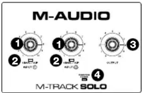 M-AUDIO 1 2 M-TRACK SOLO 1 2 M-TRACK OUTPUT 3 4