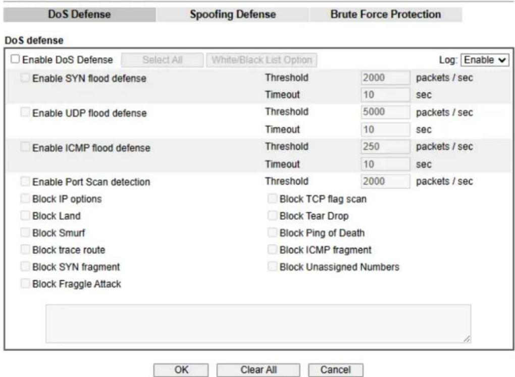 Draytek Vigor 2927ac - VI-1-3-1 DoS Defense - 1
