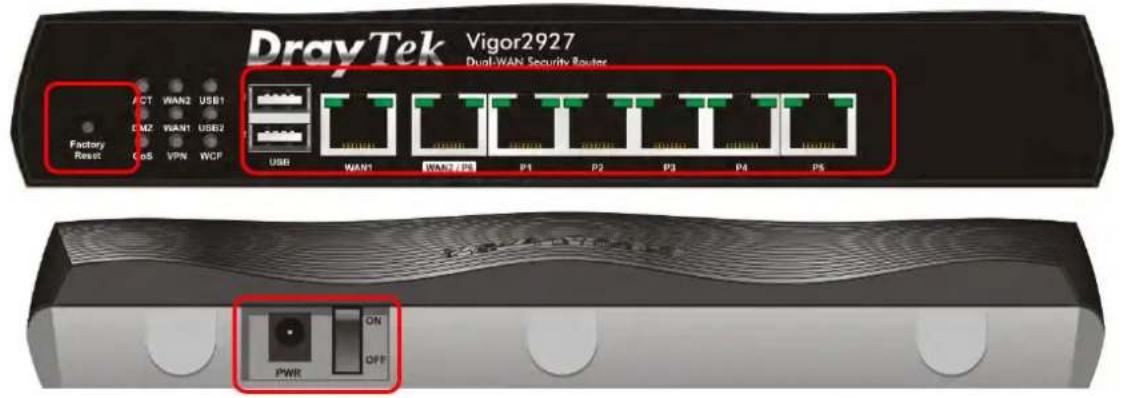 Draytek Vigor 2927ac - I-1-1 Indicators and Connectors - 2
