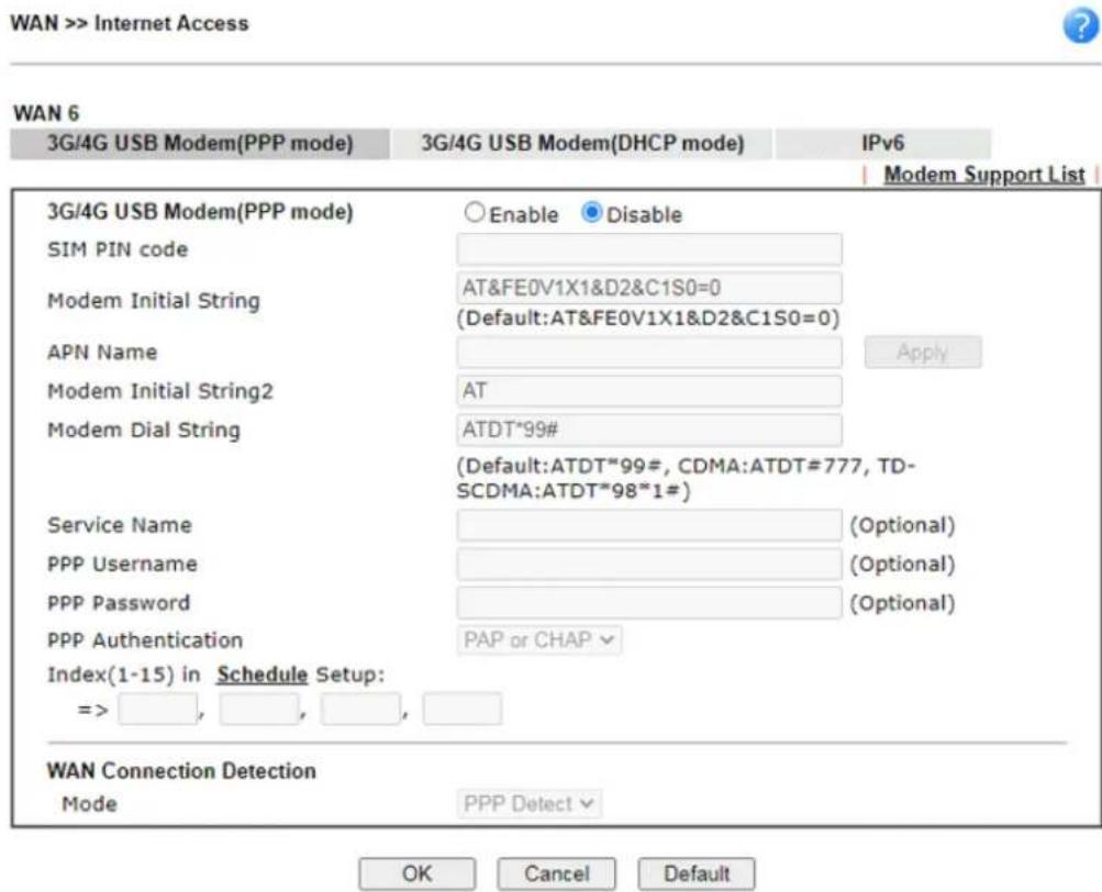 Draytek Vigor 2927ac - II-1-2-5 Details Page for 3G/4G USB Modem (PPP mode) in WAN5 / WAN6 - 1