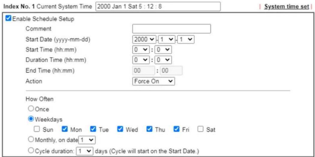 Draytek Vigor 2927ac - II-5-4 Schedule - 2