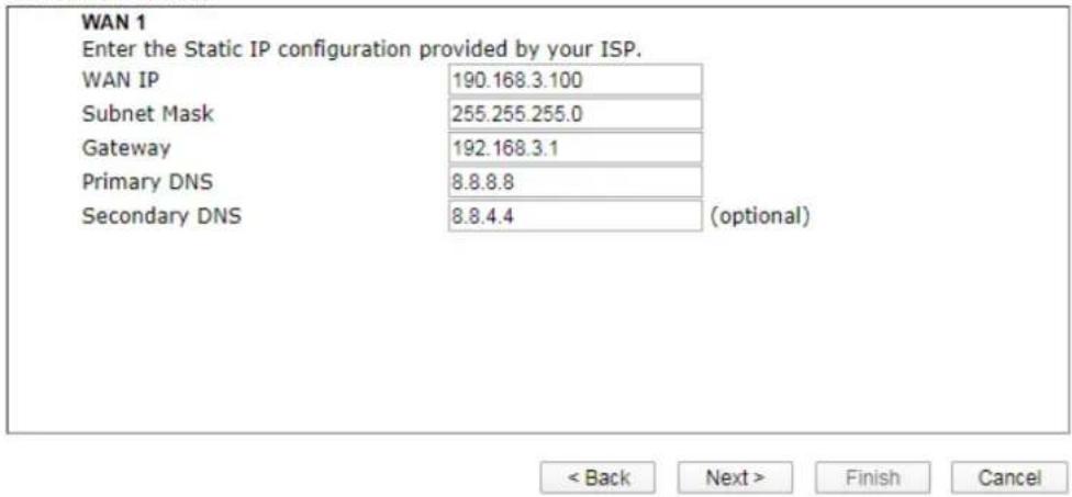 Draytek Vigor 2927ac - Ethernet WAN1/2 - Static IP - 2