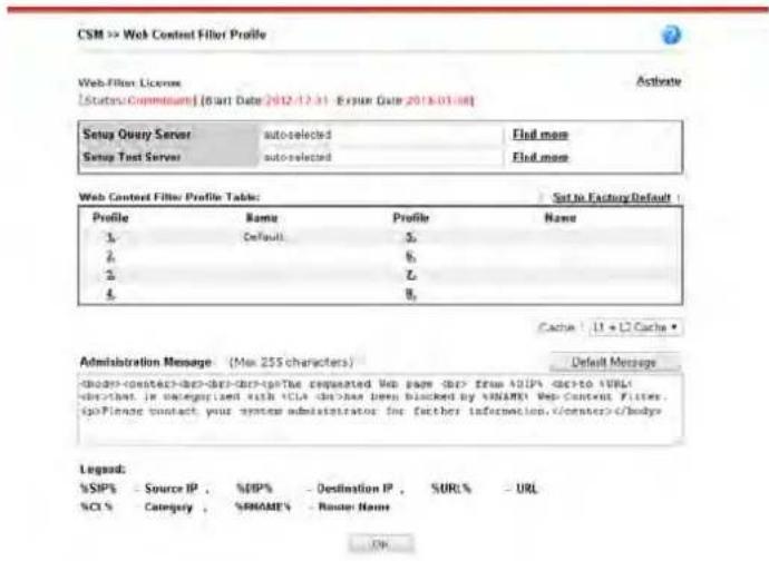 Draytek Vigor 2927ac - Make sure the Web Content Filter license is valid. - 1