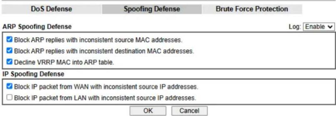 Draytek Vigor 2927ac - VI-1-3-2 Spoofing Defense - 1