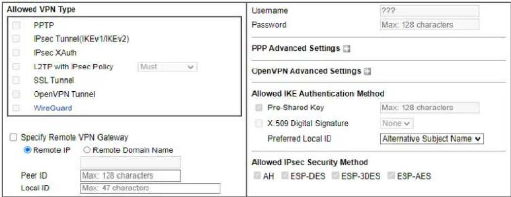 Draytek Vigor 2927ac - Dial-In Settings - 1