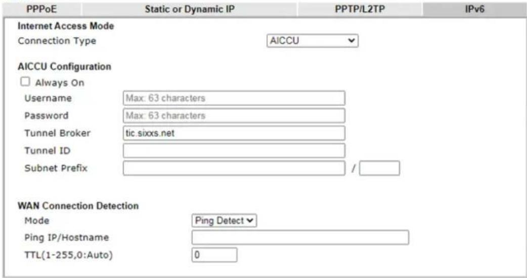 Draytek Vigor 2927ac - II-1-2-12 Details Page for IPv6 – AICCU in WAN1/WAN2/WAN5/WAN6 - 2