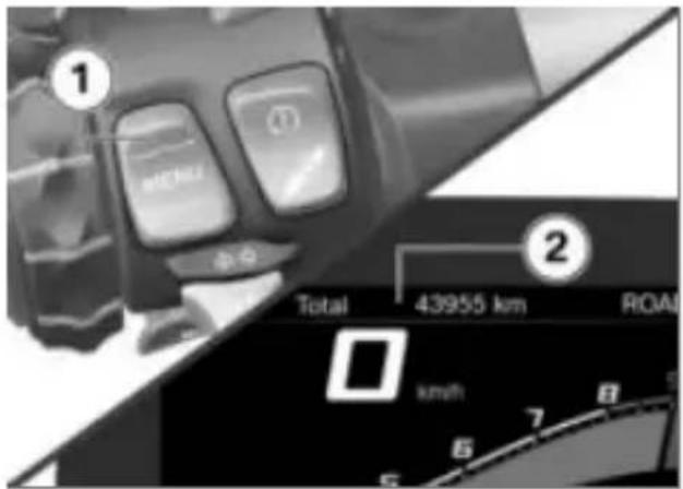 ① MENU ② Total 43955 km ROAI km/h ⑦ ⑧ ⑤