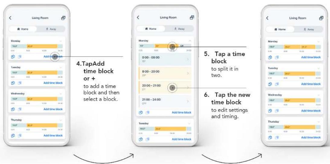 TADO Smart Thermostat - You can easily add additional time blocks to your Smart Schedule - 1