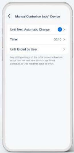 TADO Smart Thermostat - Manual Control Duration - 1