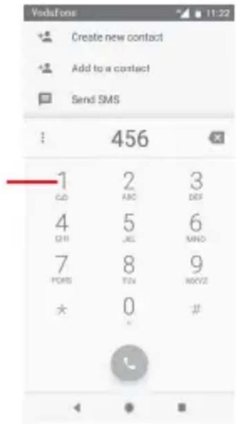 Vodafone Create new contact Add to a contact Send SMS 456 1 2 3 QQ ABC DEF 4 5 6 GPI JEL MNO 7 8 9 PORTS TVW NOV2 * 0 # #