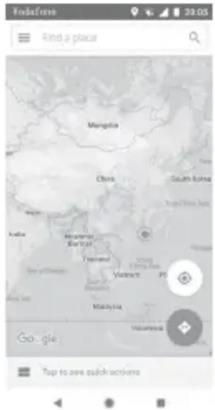 Vodafone Smart E9 - Otevření aplikace Maps Go a zobrazení vaší polohy - 1