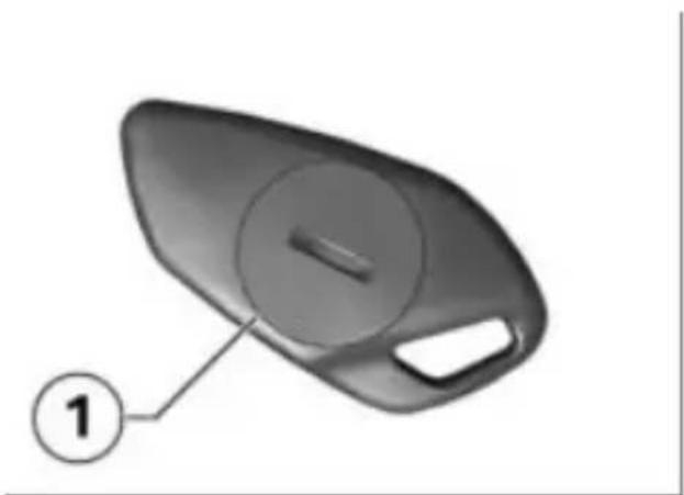 3D model of a curved object with a circular cutout and labeled part (1), no text or symbols present.