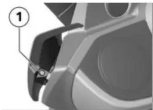 Close-up of a car's front and side profile showing a numbered component (1) with no visible text or symbols beyond the number.