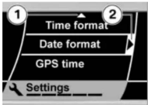 1 Time format 2 Date format GPS time Settings