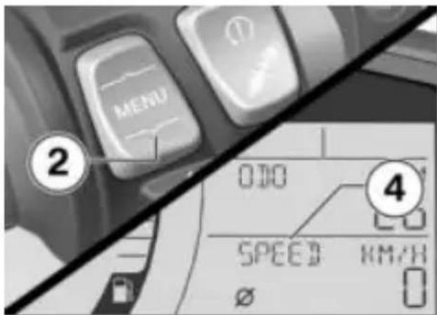 MENU ② 010 ④ SPEED KM/H Ø