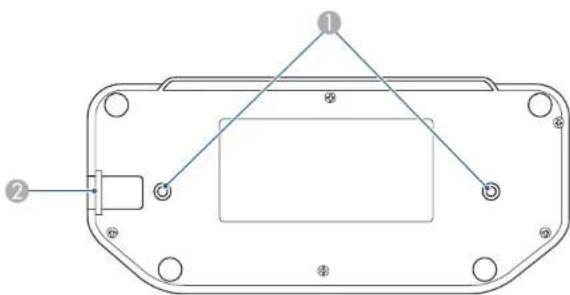 Technical line drawing of a mechanical component with labeled parts (1, 2), no readable text or symbols beyond labels