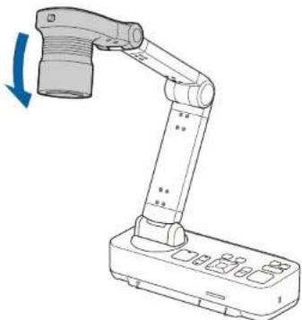 Line drawing of a robotic arm with a blue arrow indicating rotation (no text or symbols)