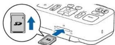 Diagram showing a device with an arrow pointing to a card icon and a close-up of its card symbol, likely indicating a payment or receipt.
