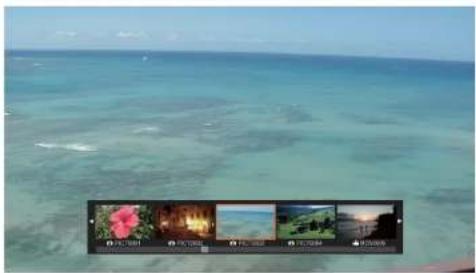 Coastal beach scene with turquoise water and scenic photos (no text or symbols visible).