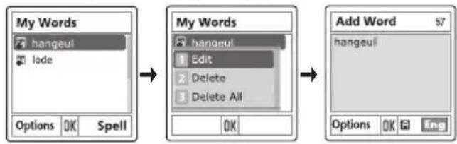PANTECH C300 - Editing a word in My Words (Edit function) - 1