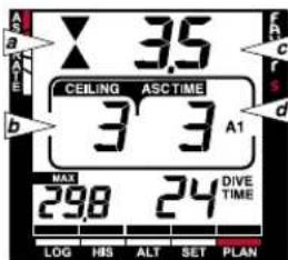 3.5 CEILING ASC TIME 3 3 A1 MAX 298 24 DIVE TIME LOG HIS ALT SET PLAN