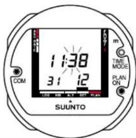 1:38 3:12 COM 100 MHz 0.5 kHz PLAN SUUNTO TIME MODE PLAN ON
