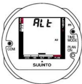 ALT A2 COM 500 100 ALT 100 PLAN m TIME MODE PLAN ON SUUNTO