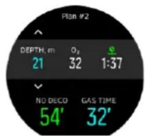 Plan #2 DEPTH, m O₂ 1:37 21 32 NO DECO GAS TIME 54' 32'