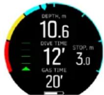 DEPTH, m 10.6 DIVE TIME 12' STOP, m 3.0 GAS TIME 20'