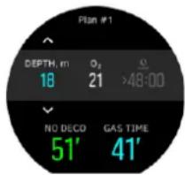 Plan #1 DEPTH, m O₂ 21 >48:00 NO DECO GAS TIME 51' 41'