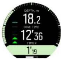 DEPTH, m 18.2 DIVE TIME 12'36 TIMER 1'19