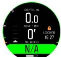 DEPTH, m 0.0 DIVE TIME 0' NO DECO N/A LOCKED 16:27
