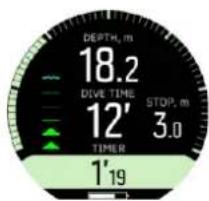 DEPTH, m 18.2 DIVE TIME 12' STOP, m 3.0 TIMER 1'19