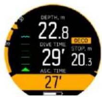 DEPTH, m 22.8 DECO DRIVE TIME STOP, m 29' 20.3 ASC. TIME 27'