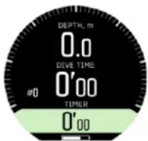 DEPTH, m 0.0 DIVE TIME #0 0'00 TIMER 0'00