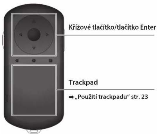 Křížové tlačítko/tlačítko Enter Trackpad → „Použití trackpadu" str. 23