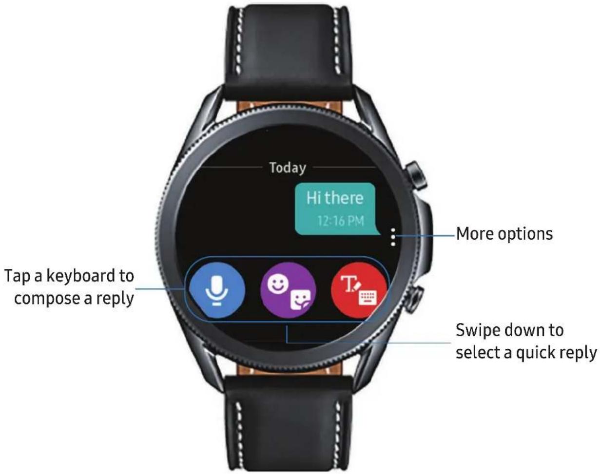 Today Hi there 12:16 PM More options Tap a keyboard to compose a reply Swipe down to select a quick reply