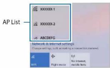 AP List XXXXXXX-1 XXXXXXX-2 ABCDEFG Network & Internet settings Change settings, such as making a connection inserted. WiFi Right mode 0.0 No Internet, mobile home