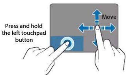 Press and hold the left touchpad button Move