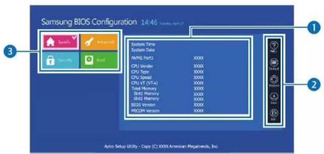 Samsung BIOS Configuration 14:46 System Time System Data NAME Port1 XXXX CPU Wizard XXXX CPU Type XXXX CPU Solid XXXX CPU VT (VTs) XXXX Total Memory XXXX SiDS Memory XXXX SiDS Memory XXXX BIOS Version XXXX MDCOM Version XXXX Apta Setup Utility - Copy (C) XXXX American Megathems, Inc.