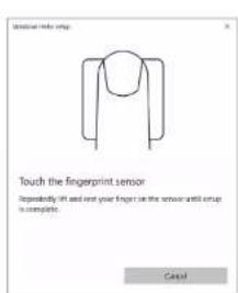 Touch the fingerprint sensor Repeatably lift and rest your finger on the sensor until setup is complete.