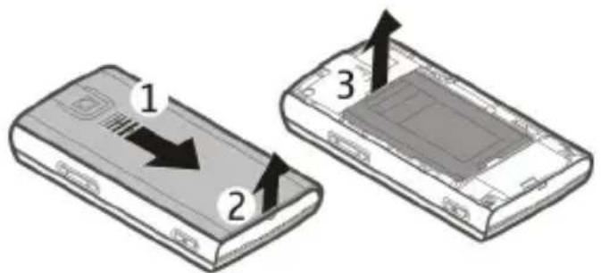NOKIA X3 - Insert the SIM card and battery - 1