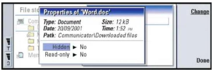 NOKIA 9290 - View the properties of files, folders, and drives - 1