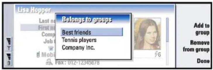NOKIA 9290 - Change group memberships for a contact or a group - 1