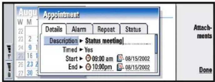 NOKIA 9290 - Define information in a calendar entry - 1