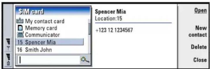 NOKIA 9290 - Create a SIM contact card - 1